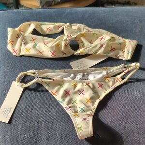 Boutine LA Logo Print Bandeau Bikini Set